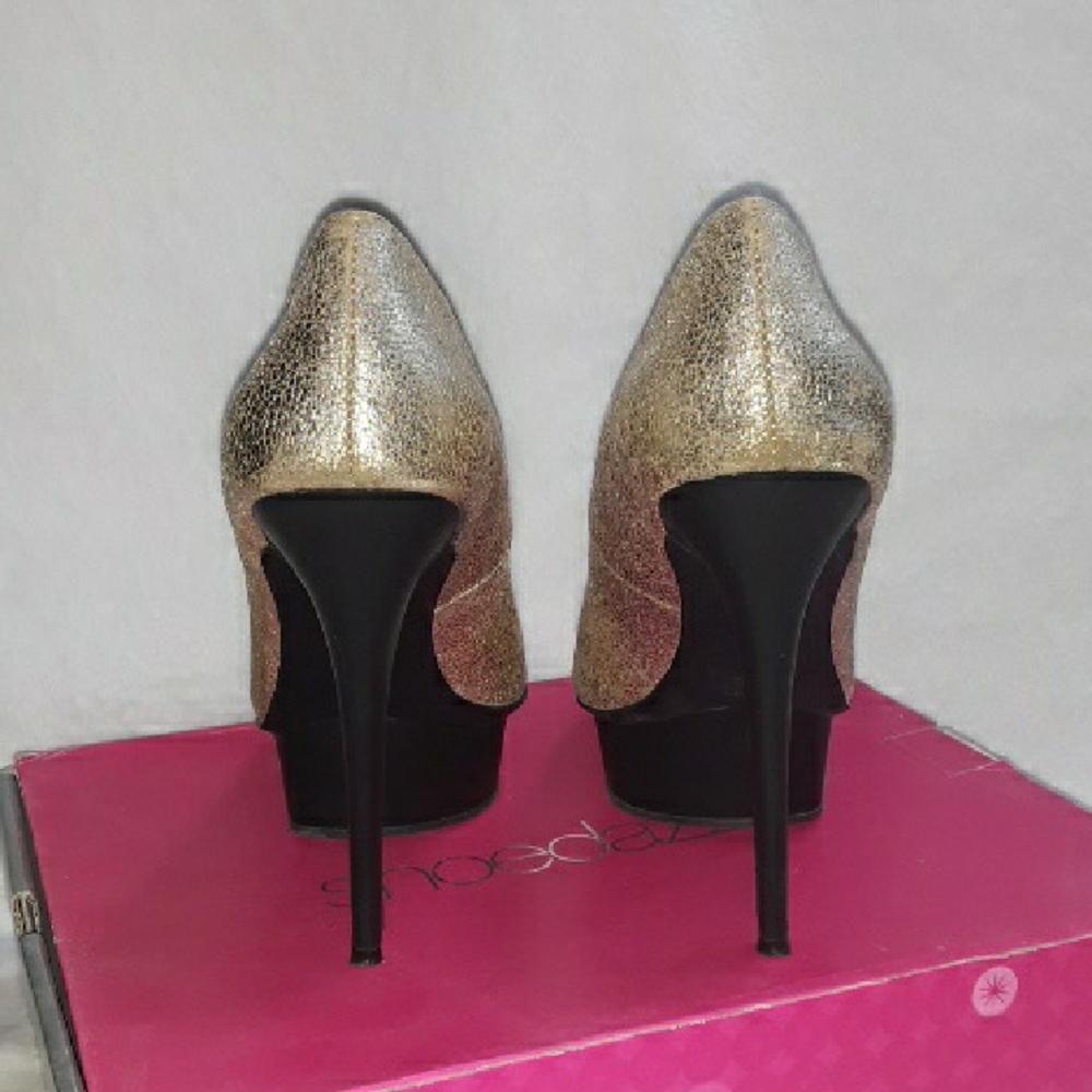**SOLD** Silver Peep Toe Heels - Picture 2 of 11